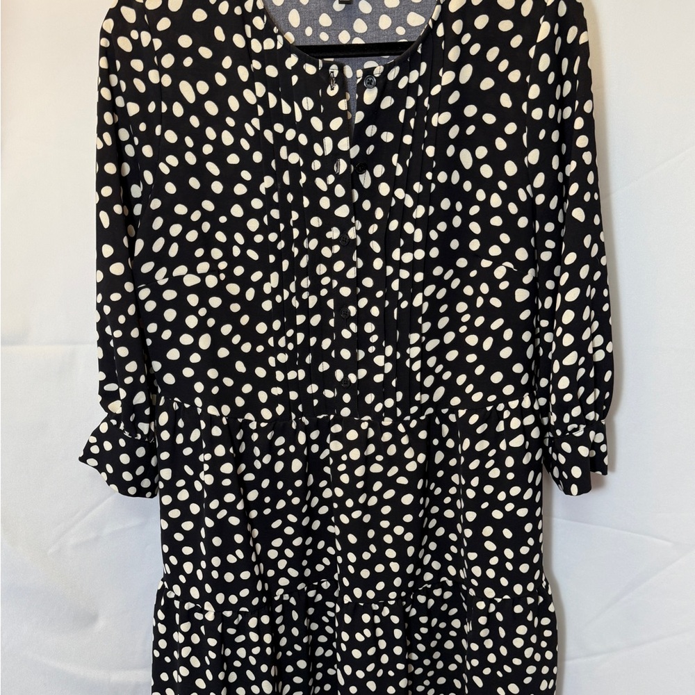 Black and White Polka Dot Women's Dress (with pockets)